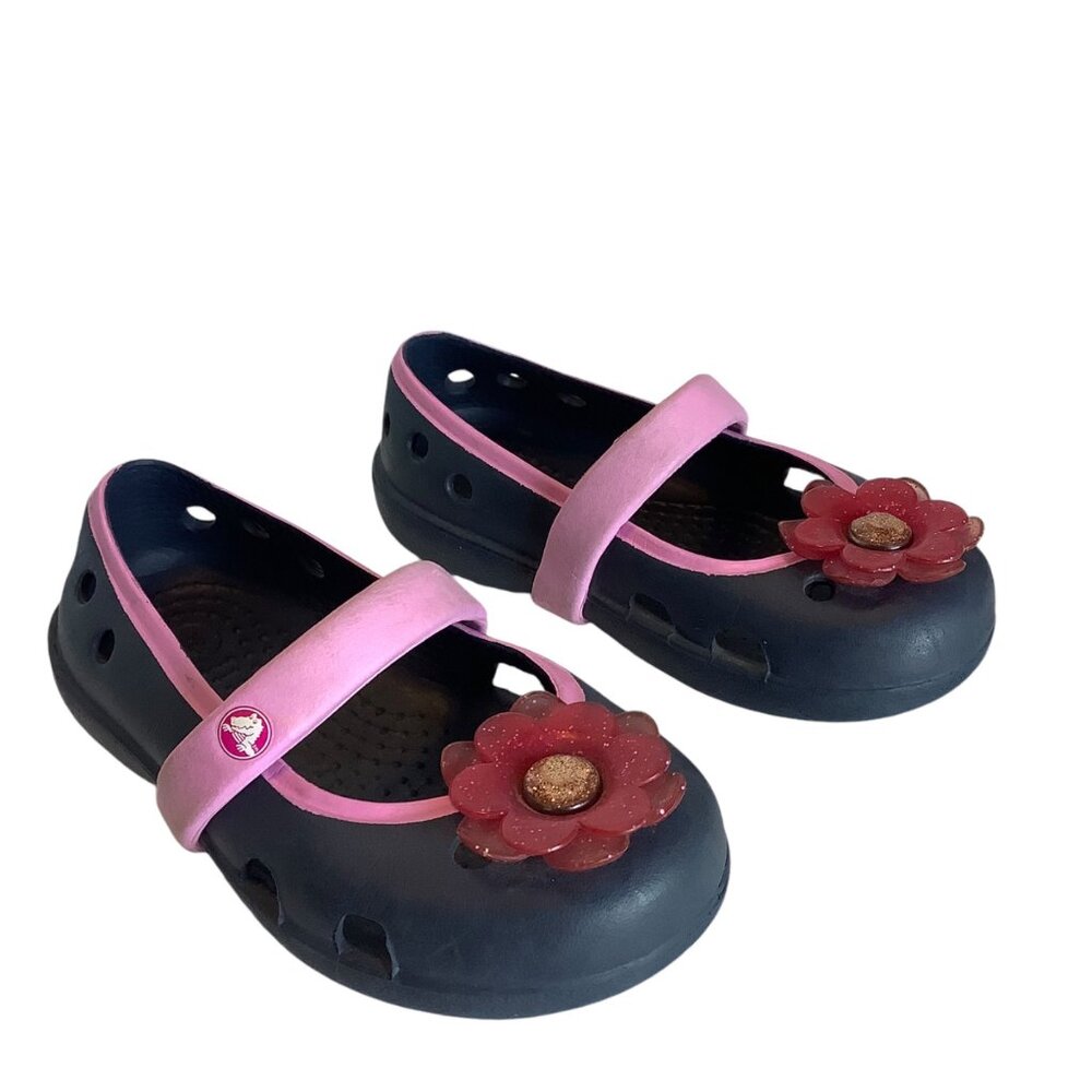 Crocs Keeley Multicolor Floral Petal Charm Slip On Mary Jane Flats Shoes Girl 6